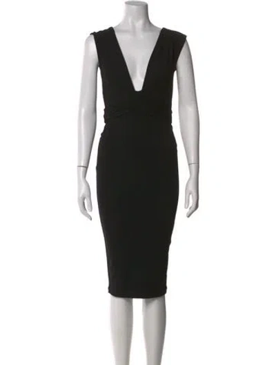 Pre-owned Nookie Plunge Neckline Knee-length Dress In Black