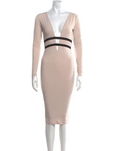 Pre-owned Nookie Plunge Neckline Knee-length Dress In Neutrals