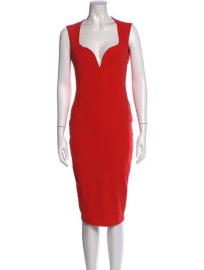 Pre-owned Nookie Plunge Neckline Knee-length Dress In Orange
