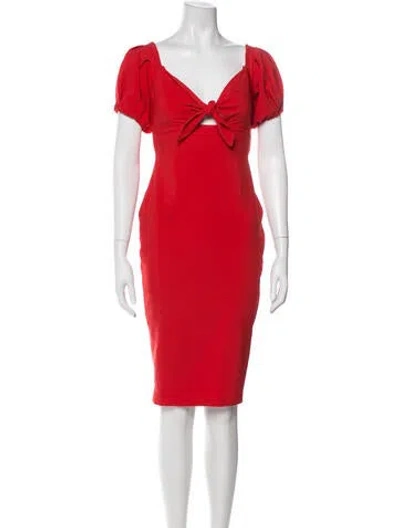 Pre-owned Nookie Plunge Neckline Knee-length Dress In Red