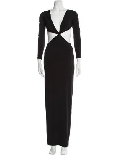 Pre-owned Nookie Plunge Neckline Long Dress In Black