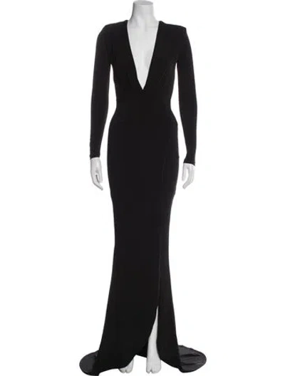 Pre-owned Nookie Plunge Neckline Long Dress In Black