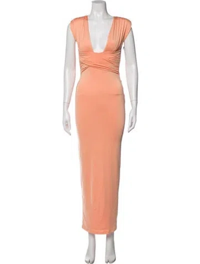Pre-owned Nookie Plunge Neckline Long Dress In Orange