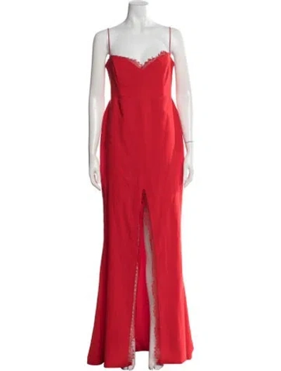 Pre-owned Nookie Plunge Neckline Long Dress In Red