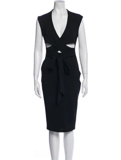 Pre-owned Nookie Plunge Neckline Midi Length Dress In Multi