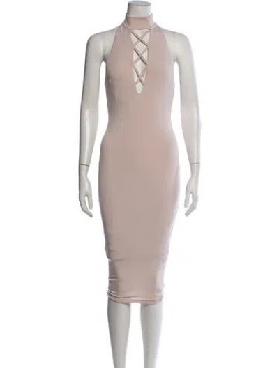 Pre-owned Nookie Plunge Neckline Midi Length Dress W/ Tags In Neutrals