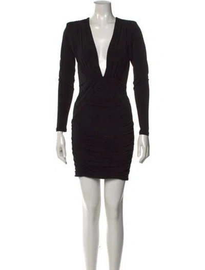 Pre-owned Nookie Plunge Neckline Mini Dress In Black