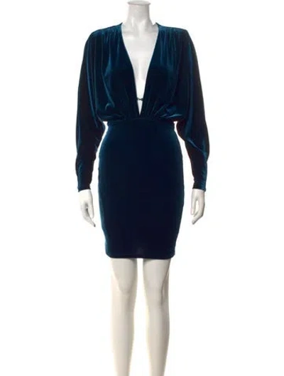 Pre-owned Nookie Plunge Neckline Mini Dress In Blue