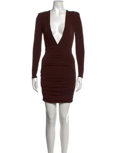 Pre-owned Nookie Plunge Neckline Mini Dress In Brown