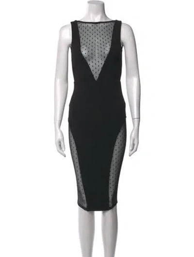 Pre-owned Nookie Polka Dot Print Knee-length Dress In Black