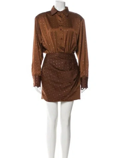 Pre-owned Nookie Polka Dot Print Mini Dress In Brown