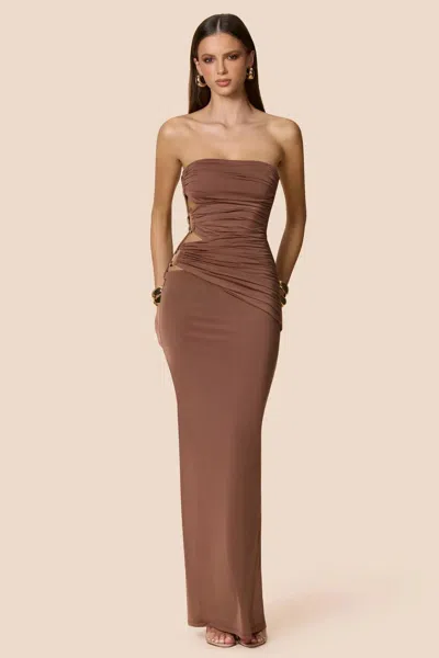 Nookie Portia Bandeau Maxi Dress In Coffee In Brown