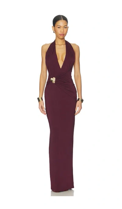 Nookie Portia Halter Maxi Dress In Burgundy