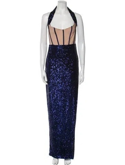 Pre-owned Nookie Printed Long Dress In Blue