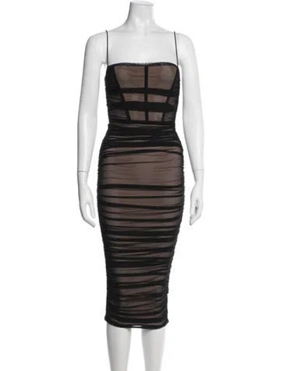 Pre-owned Nookie Printed Midi Length Dress In Black