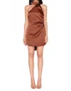 Nookie Satin Entice Mini Dress In Mocha In Brown