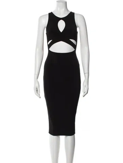Pre-owned Nookie Scoop Neck Midi Length Dress In Black