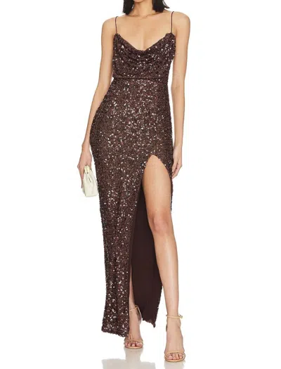 Nookie Smoke Show Gown In Chocolate In Burgundy