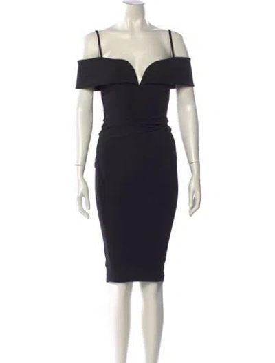 Pre-owned Nookie Square Neckline Knee-length Dress In Black