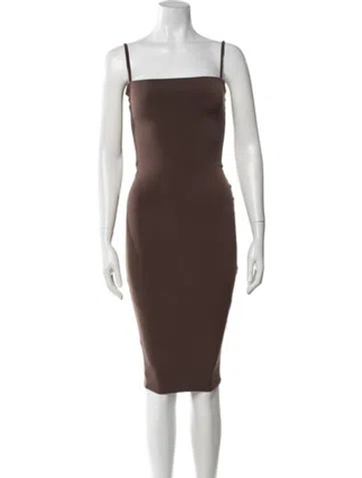 Pre-owned Nookie Square Neckline Knee-length Dress In Brown