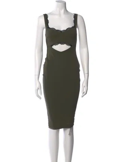 Pre-owned Nookie Square Neckline Knee-length Dress In Green