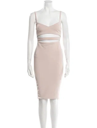 Pre-owned Nookie Square Neckline Knee-length Dress In Neutral