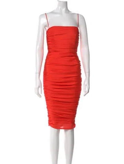 Pre-owned Nookie Square Neckline Knee-length Dress In Orange