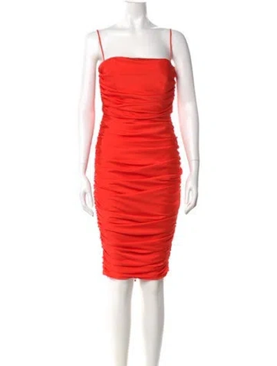 Pre-owned Nookie Square Neckline Knee-length Dress In Red