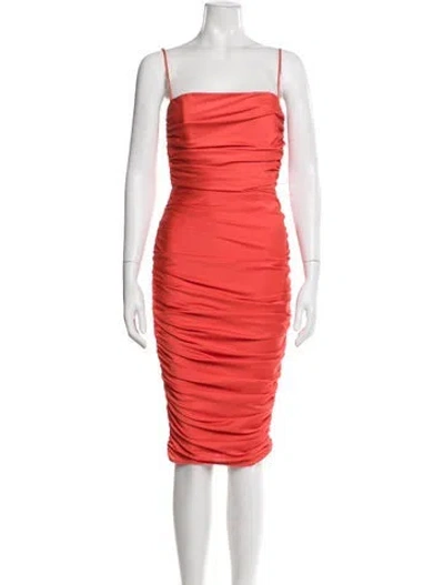 Pre-owned Nookie Square Neckline Knee-length Dress In Red