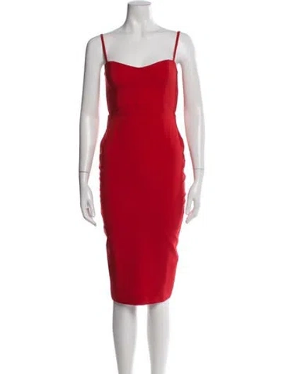 Pre-owned Nookie Square Neckline Knee-length Dress In Red