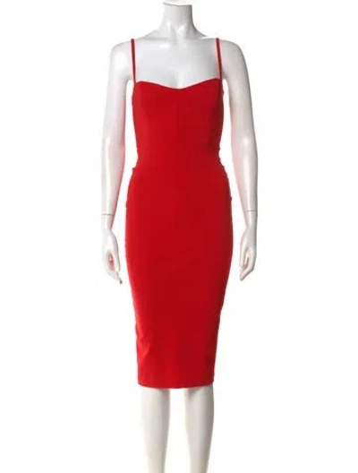 Pre-owned Nookie Square Neckline Knee-length Dress In Red