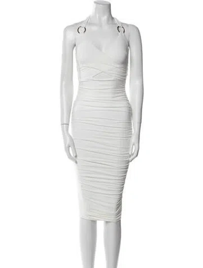Pre-owned Nookie Square Neckline Knee-length Dress In White