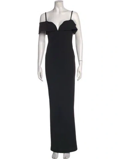 Pre-owned Nookie Square Neckline Long Dress In Black
