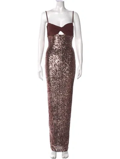 Pre-owned Nookie Square Neckline Long Dress In Brown