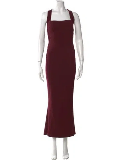 Pre-owned Nookie Square Neckline Long Dress In Burgundy