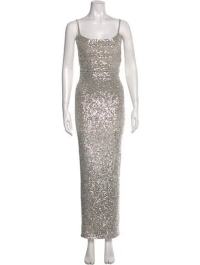 Pre-owned Nookie Square Neckline Long Dress In Gray