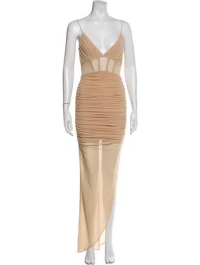 Pre-owned Nookie Square Neckline Long Dress In Neutral