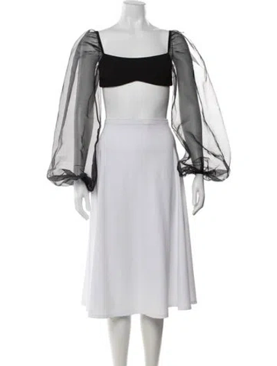 Pre-owned Nookie Square Neckline Long Sleeve Crop Top In White