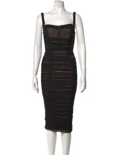 Pre-owned Nookie Square Neckline Midi Length Dress In Black