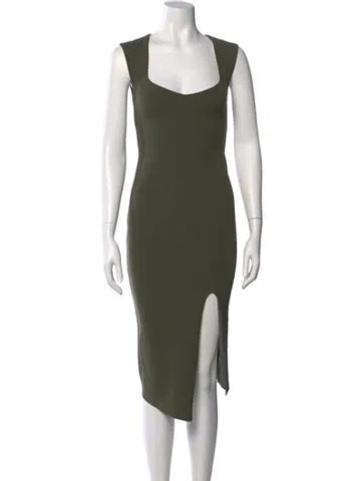 Pre-owned Nookie Square Neckline Midi Length Dress In Green