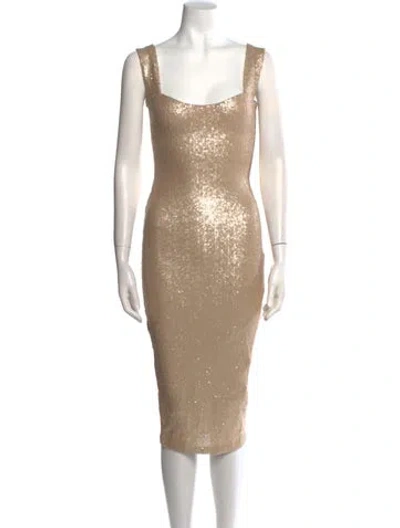 Pre-owned Nookie Square Neckline Midi Length Dress In Neutral