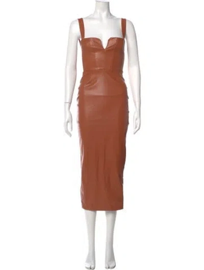 Pre-owned Nookie Square Neckline Midi Length Dress In Neutral