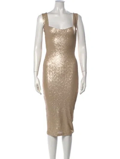 Pre-owned Nookie Square Neckline Midi Length Dress In Neutrals
