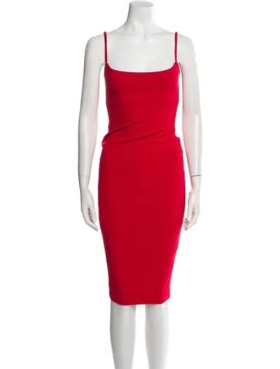 Pre-owned Nookie Square Neckline Midi Length Dress In Red
