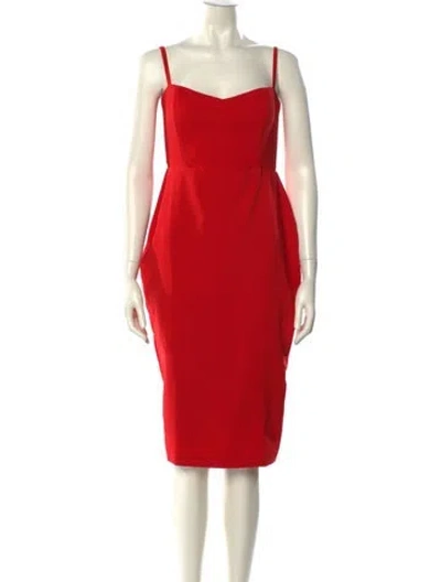 Pre-owned Nookie Square Neckline Midi Length Dress In Red