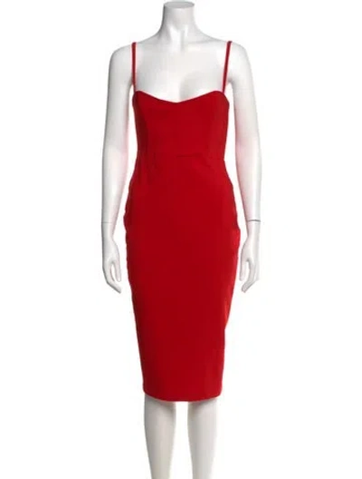 Pre-owned Nookie Square Neckline Midi Length Dress In Red