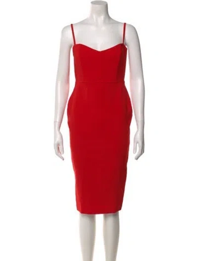 Pre-owned Nookie Square Neckline Midi Length Dress In Red