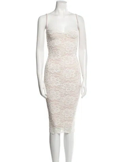 Pre-owned Nookie Square Neckline Midi Length Dress In White