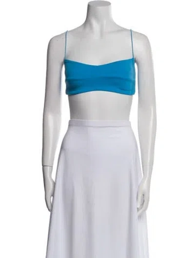 Pre-owned Nookie Square Neckline Sleeveless Crop Top In Blue