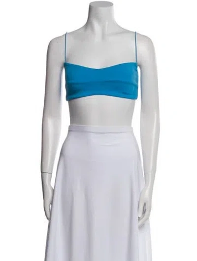 Pre-owned Nookie Square Neckline Sleeveless Crop Top In Blue